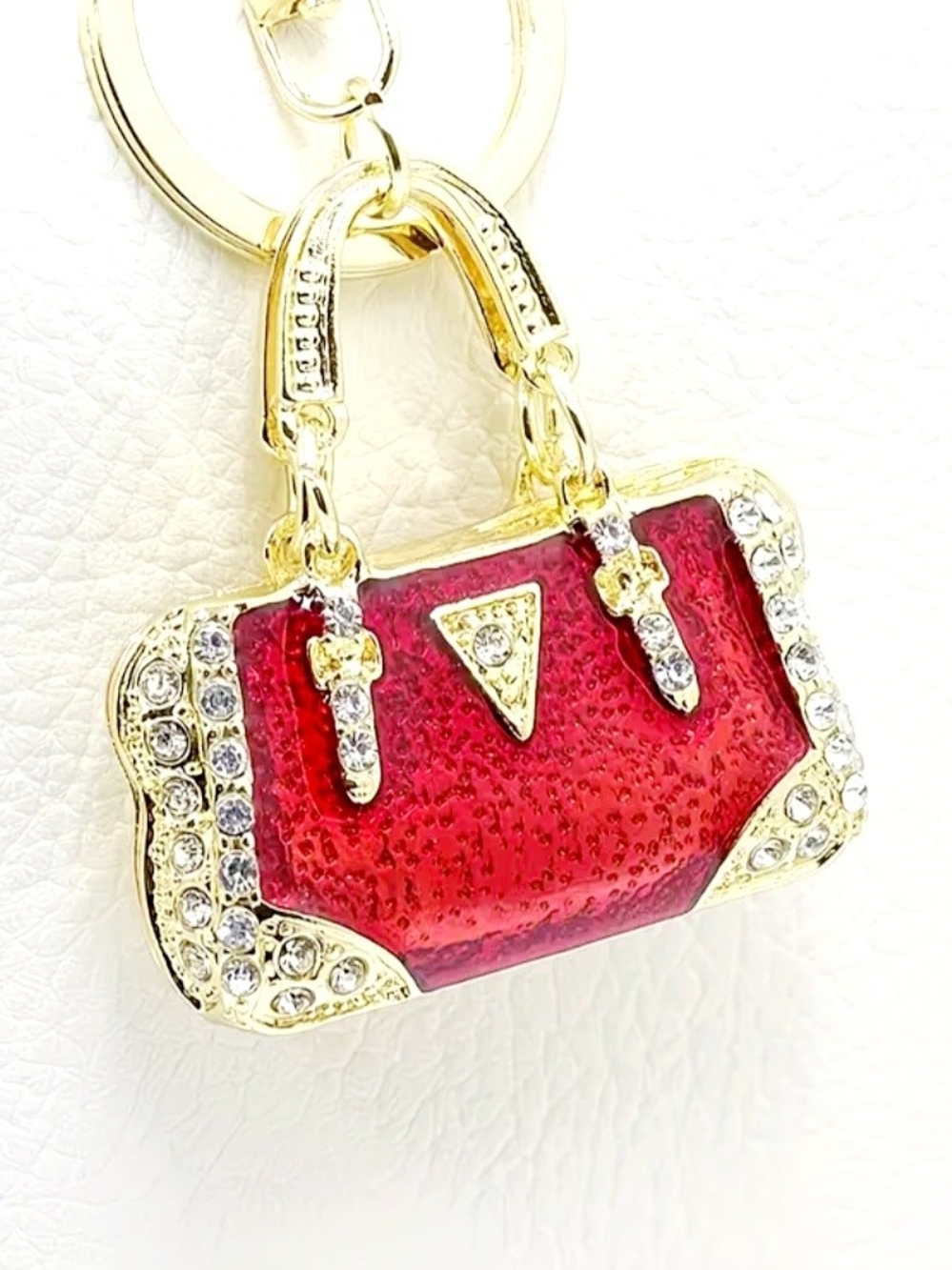 Mini Handbag Keychain Charms in Red, Pink and Blue - Picture 2 of 4